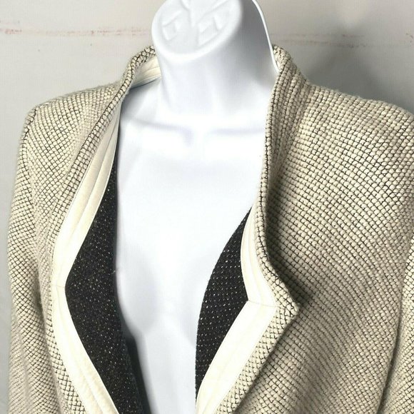 IRO Paris Sz 8 Wool Blend Leather Trim Cream Black - Picture 10 of 10
